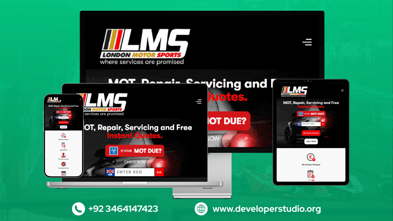 London Motor Sports website, designed and built by DeveloperStudio