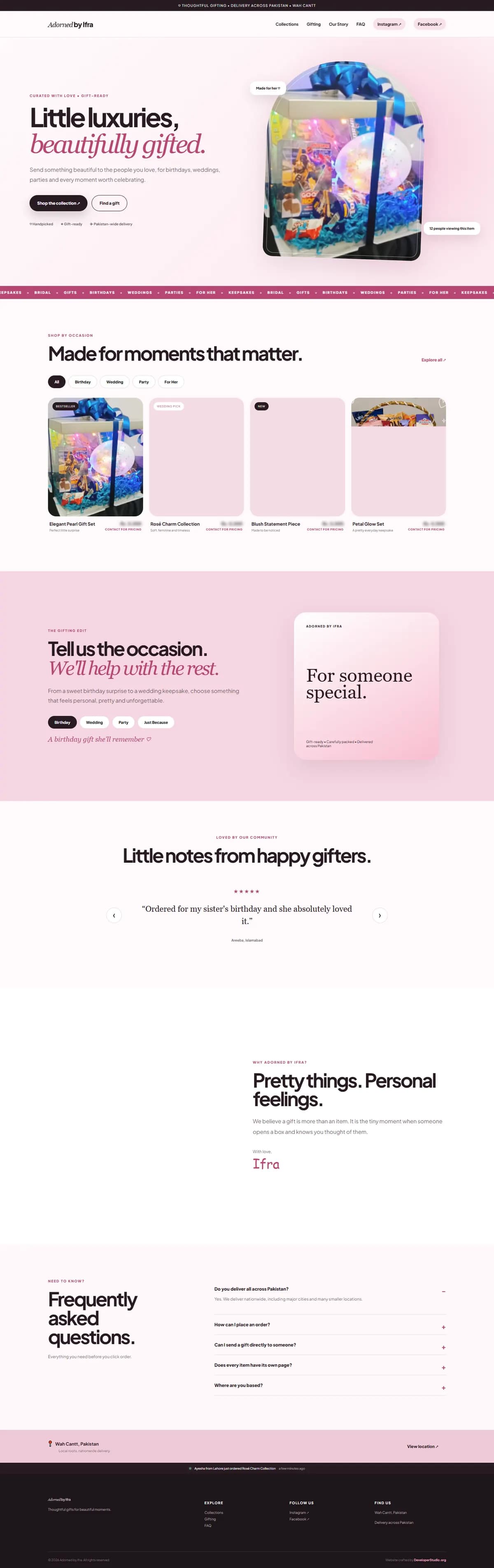 Website design for Adorned by Ifra built by DeveloperStudio, desktop view