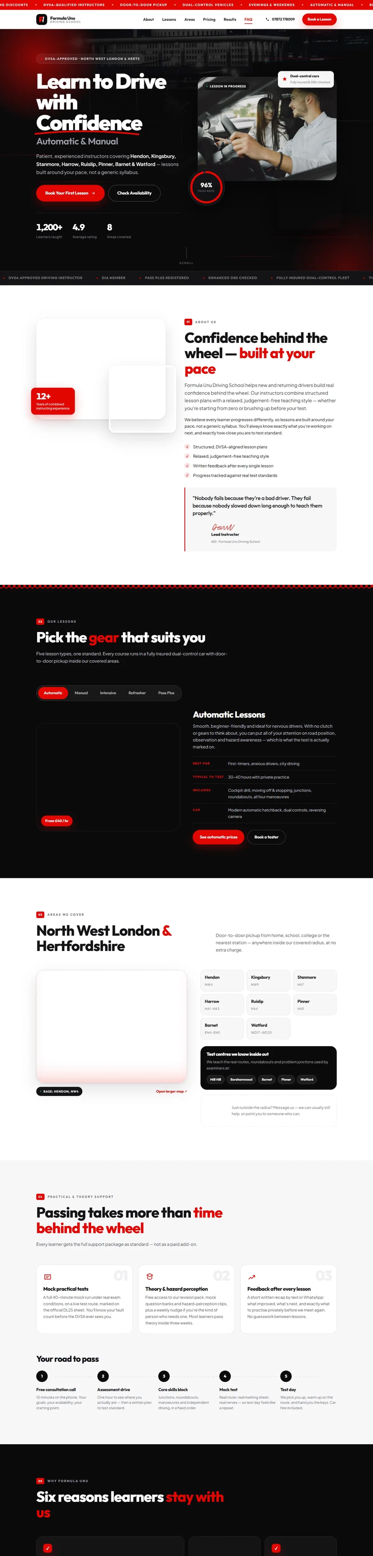 Website design for Formula Unu Driving School built by DeveloperStudio, desktop view