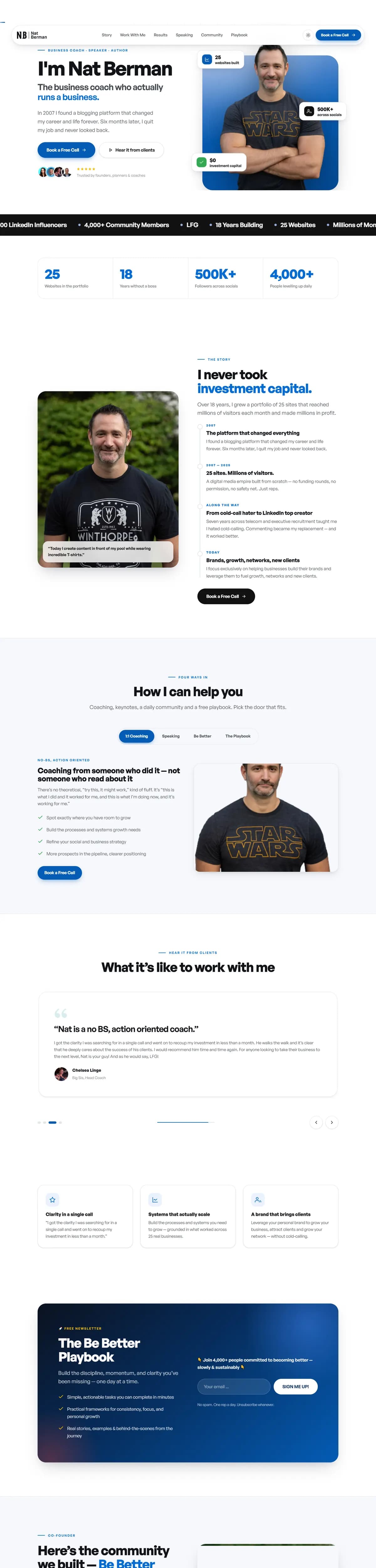 Website design for Nat Berman built by DeveloperStudio, desktop view
